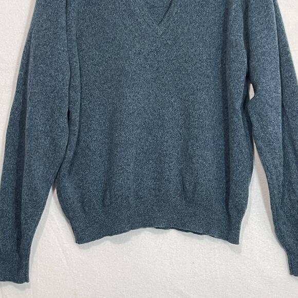 Lands End Vintage V-Neck Sweater Mens Large Blue 100% Lambswool Grandpa Cottage - Picture 3 of 10